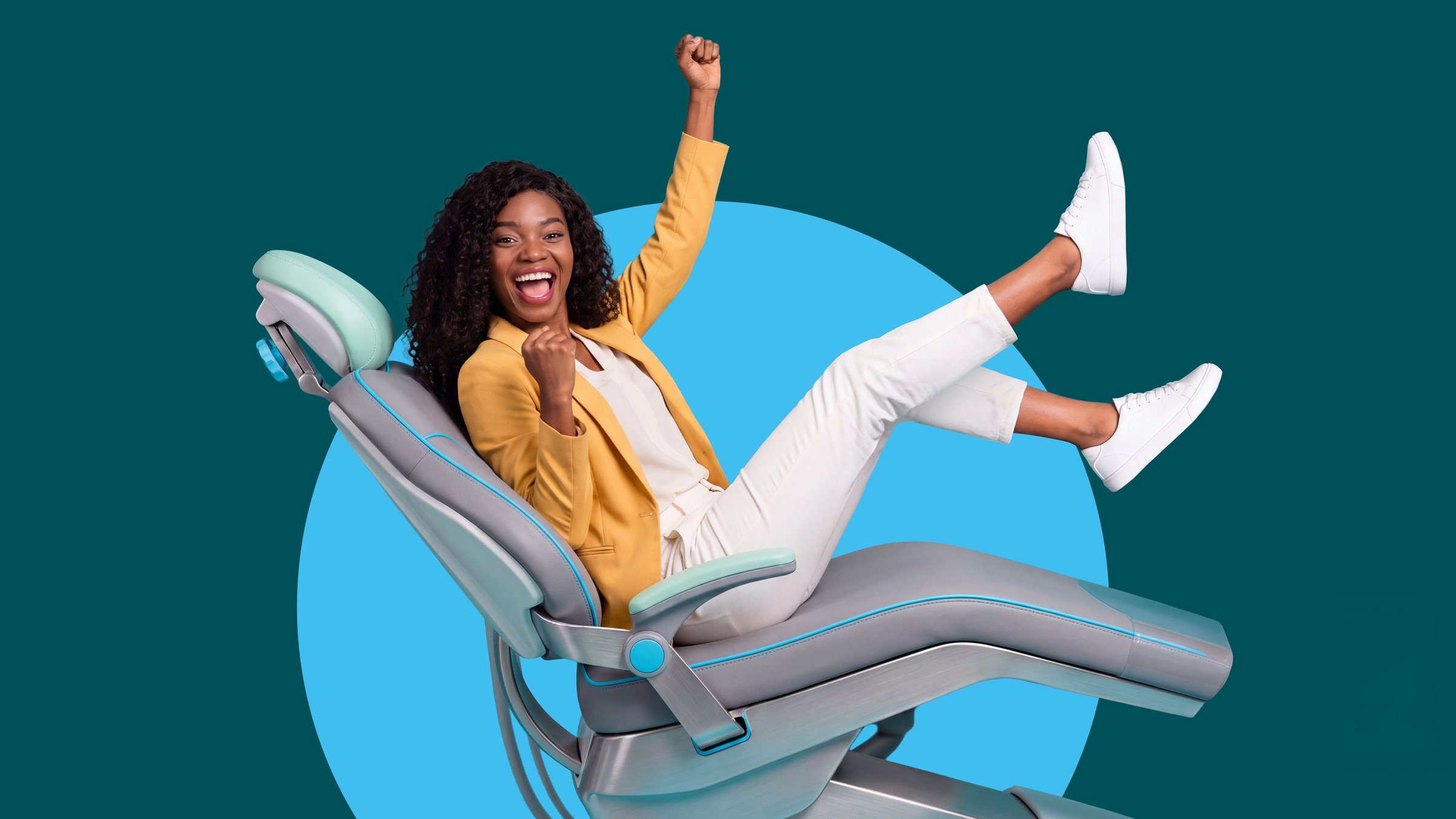 Patient relaxing in a dental chair at the practice